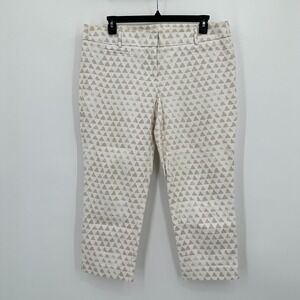 Ann Taylor Loft Marisa Riviera Pants Womens Size 14 Cream White Cropped Mid Rise
